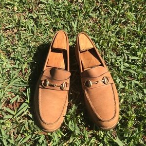 GUCCI horsebit tan leather loafers Sz. 9